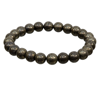 Pyrite Round Bead Bracelet (8mm)