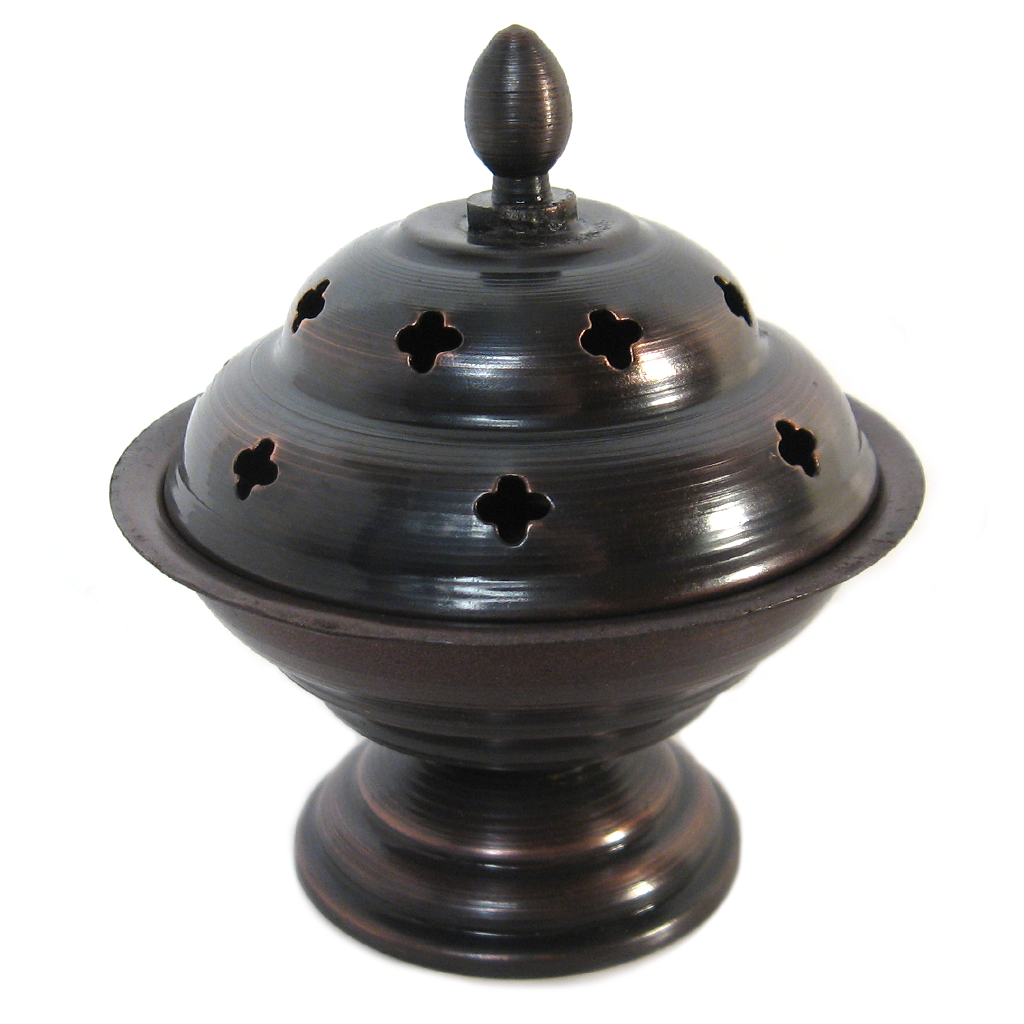 Antiqued Incense Burner with Lid