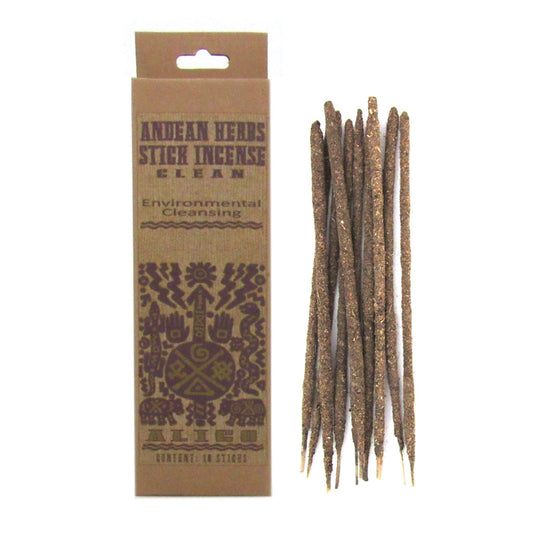 Andean Herbs Stick Incense - Clean (Package of 10)