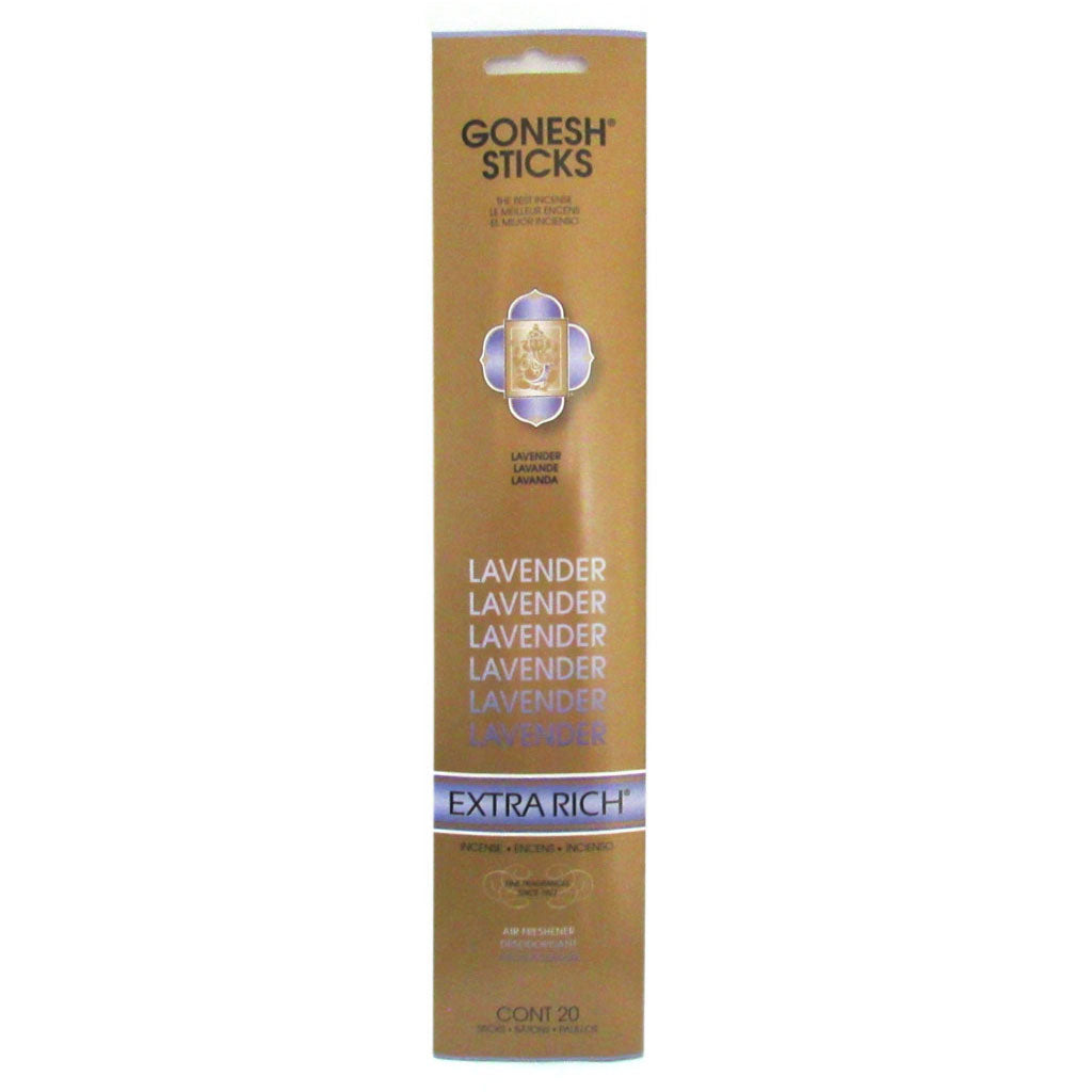 Gonesh Extra Rich Incense Sticks (Package of 20) - Lavender