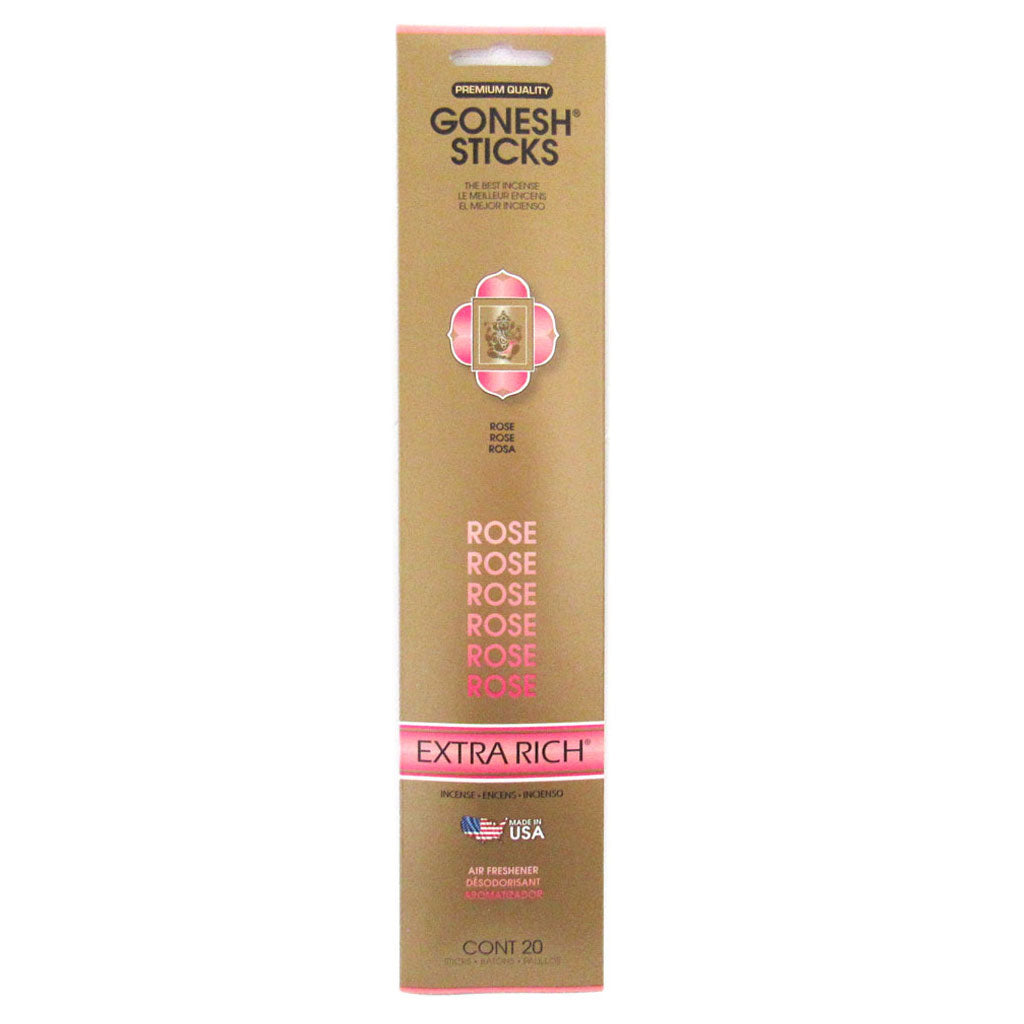 Gonesh Extra Rich Incense Sticks (Package of 20) - Rose