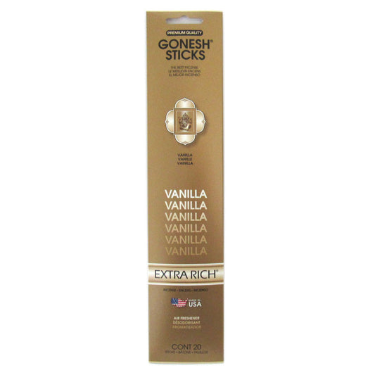 Gonesh Extra Rich Incense Sticks (Package of 20) - Vanilla