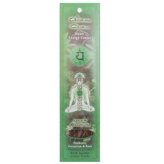 Anahata (Heart) Chakra Incense Sticks by Prabhuji's - Package of 10