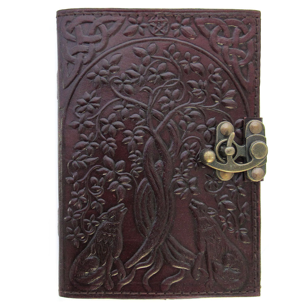 Celtic Wolves Leather Journal with Latch