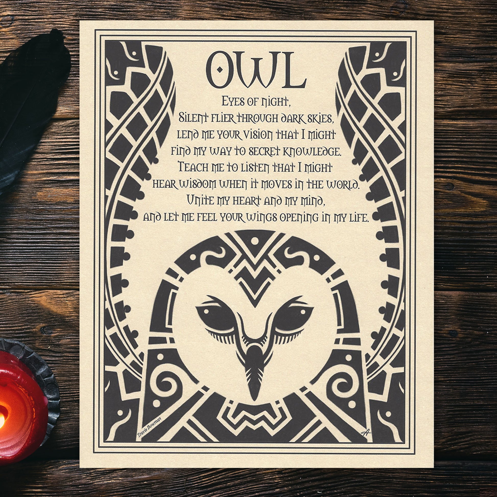 Owl Prayer Parchment Poster (8.5" x 11")