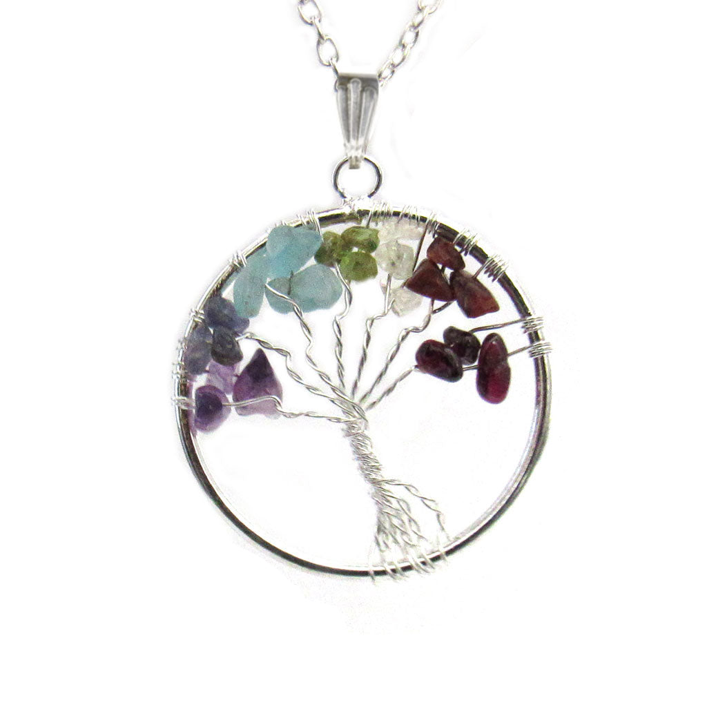 Tree of Life Pendant with Chakra Stones