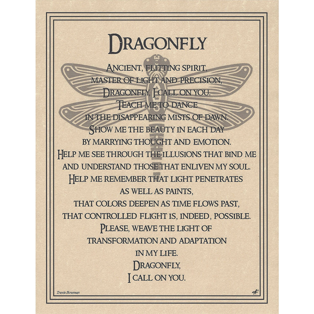 Dragonfly Prayer Parchment Poster (8.5" x 11")