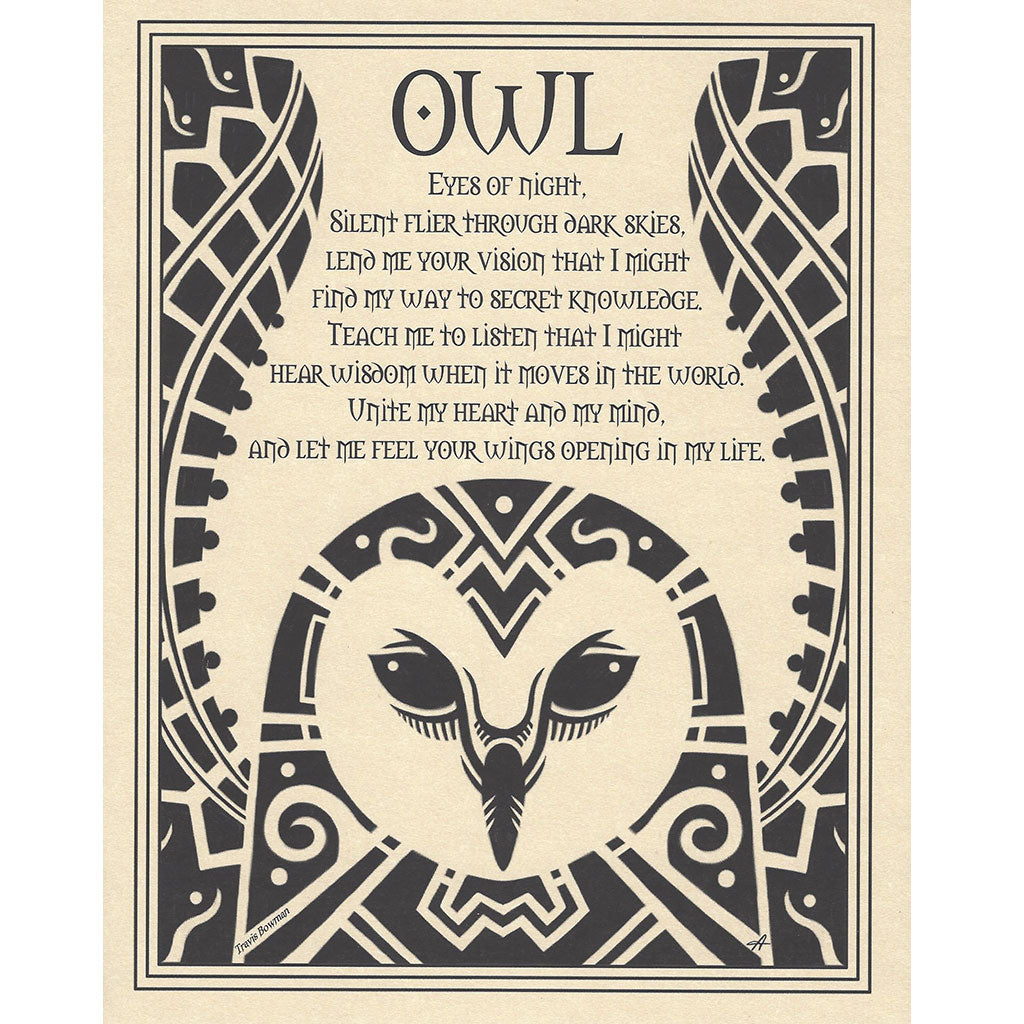 Owl Prayer Parchment Poster (8.5" x 11")