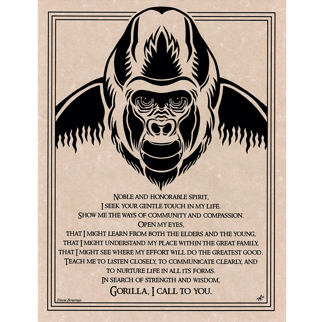 Gorilla Prayer Parchment Poster (8.5" x 11")