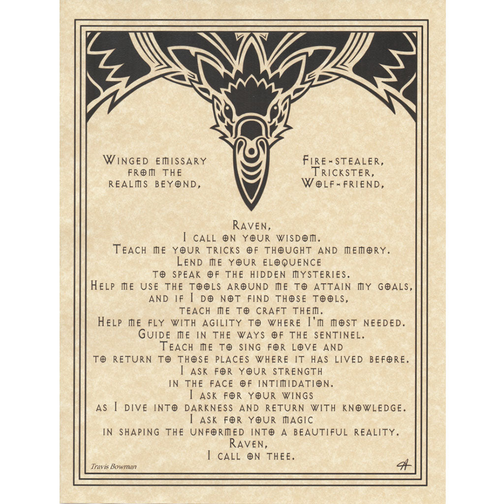 Raven Prayer Parchment Poster (8.5" x 11")