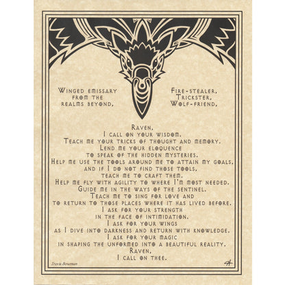 Raven Prayer Parchment Poster (8.5" x 11")