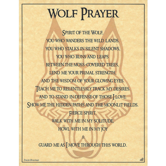 Wolf Prayer Parchment Poster (8.5" x 11")