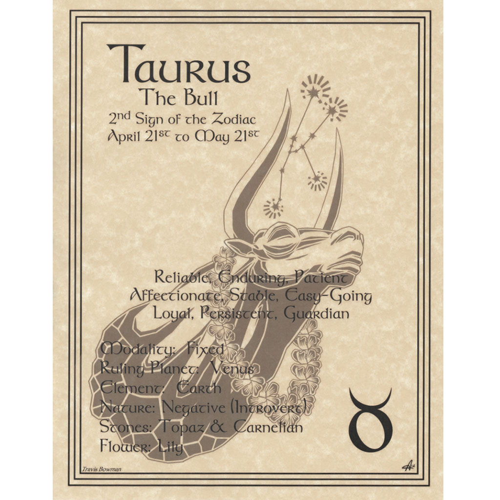 Taurus Parchment Poster (8.5" x 11")